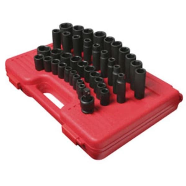 Gourmetgalley 0.5 in. Drive Metric Master Impact Socket Set - 39 Piece GO3658220 - main